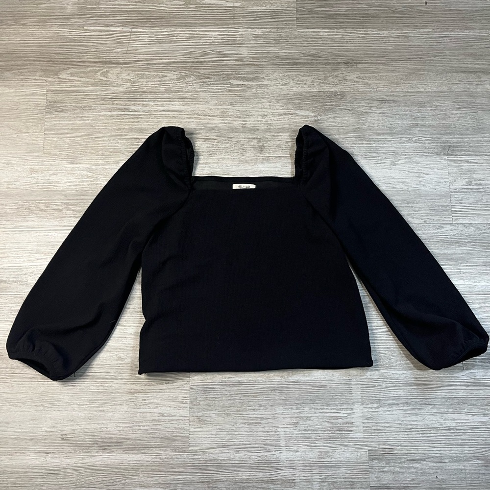 Madewell Womens Black Long Sleeve Blouse Size Medium Polyester & Spandex